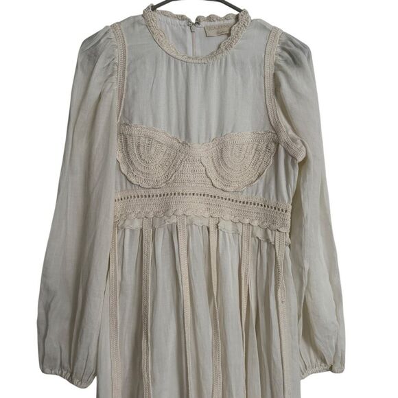 Ulla Johnson Aviva Knitted Cotton-trimmed Ramie Midi Dress in Pristine 4 - Picture 6 of 14